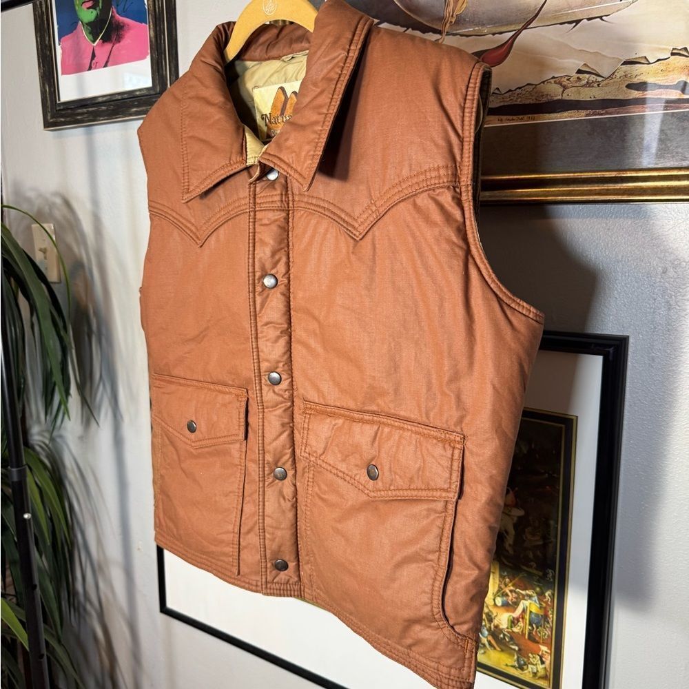 Vintage Natural High Brown Down Puffer Vest - Picture 3 of 8
